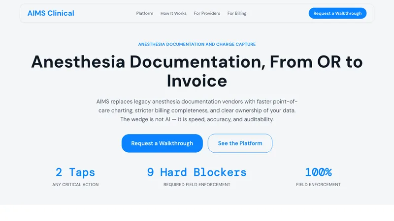 AIMS Clinical anesthesia information management system homepage